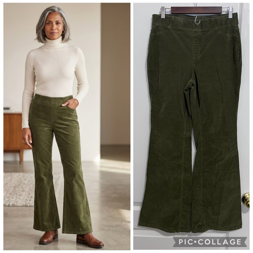 Industry high rise Olive Green wide corduroy leg pants size L